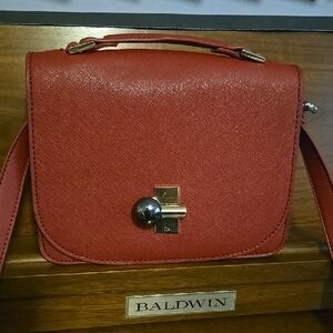 Red Structured Crossbody with Gold-Tone Hardware